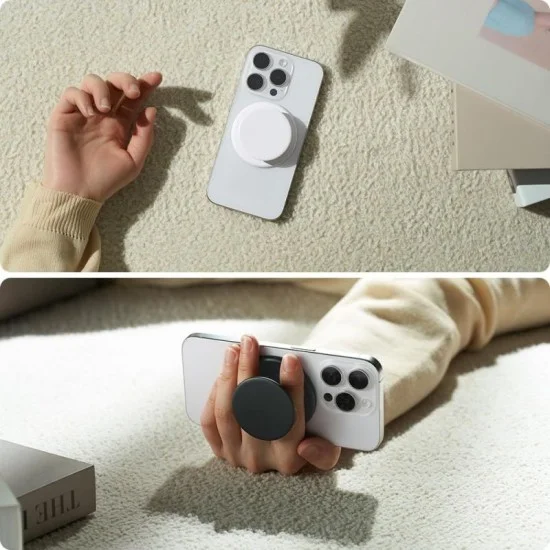 Sinjimoru M-Tap Tok Phone Grip Magnetic Silicone - Black